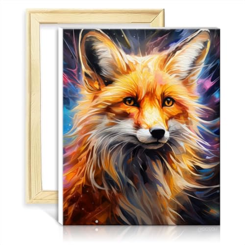 LiHEQING Digitale Malsets, Fuchs, digitale Ölgemälde-Sets zum Selbermachen auf Leinwand mit 3 Pinseln und Acrylfarben, Wanddekorationsgeschenke, ohne Rahmen (40 x 50 cm) von LiHEQING