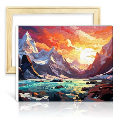 LiHEQING Digitale Malsets, farbiger Polarkreis, Ölgemälde-Set für Kinder und Anfänger, Kunstbild für die Inneneinrichtung, ohne Rahmen (40 x 50 cm) von LiHEQING