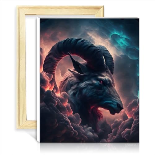 LiHEQING Malen nach Zahlen, Ölgemälde-Set für Kinder mit ehrgeizigem Steinbock, für Anfänger, Bilder für die Wanddekoration zu Hause, Geschenke mit Rahmen (40 x 50 cm) von LiHEQING