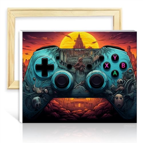LiHEQING Malen nach Zahlen-Gamepad, Malen nach Zahlen für Erwachsene mit 3 Pinseln und Acrylfarben, gemalter Stil für die Heimdekoration, ohne Rahmen (30 x 40 cm) von LiHEQING