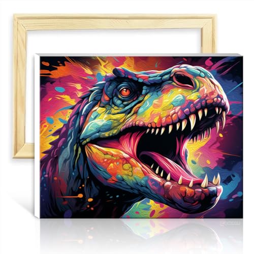 LiHEQING Malen-nach-Zahlen-Pinsel-Sets, Dinosaurier, Malen-nach-Zahlen-Sets für Erwachsene und Kinder, Malen, Kunsthandwerk, ohne Rahmen (40 x 50 cm) von LiHEQING