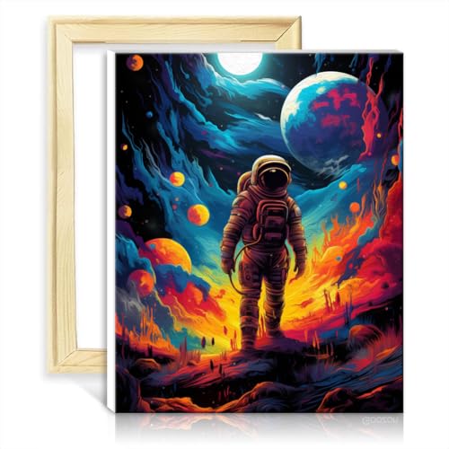 LiHEQING Malen-nach-Zahlen-Set, Astronaut, Malen nach Zahlen für Erwachsene, Kunst für Anfänger, Malen nach Zahlen für Erwachsene, DIY-Rahmen (40 x 50 cm) von LiHEQING