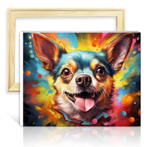 LiHEQING Malen-nach-Zahlen-Set, Chihuahua-Hund, Malen-nach-Zahlen-Set für Anfänger, Zahlenmalerei, Kunst, ohne Rahmen (60 x 75 cm) von LiHEQING