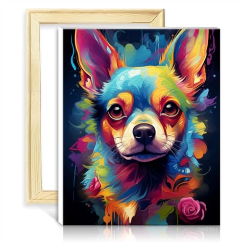 LiHEQING Malen-nach-Zahlen-Set, Chihuahua-Hund, Malen-nach-Zahlen-Set für Erwachsene, Wanddekoration für zu Hause, ohne Rahmen (30 x 40 cm) von LiHEQING