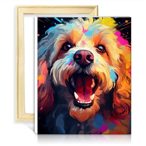 LiHEQING Malen nach Zahlen-Set, Pudel-Gemälde, DIY, digitales Ölgemälde, Erwachsene, Projekt für Heimdekoration, Geschenke, DIY-Rahmen (40 x 50 cm) von LiHEQING