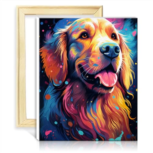 LiHEQING Malen-nach-Zahlen-Set, Weltraum-Golden Retriever, Pigment auf Leinwand, Gemälde für Erwachsene, Kunst, Malen-nach-Zahlen-Set, ohne Rahmen (40 x 50 cm) von LiHEQING