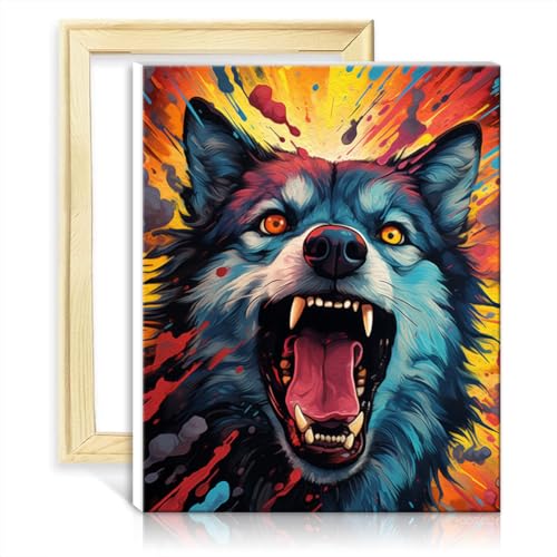 LiHEQING Malen nach Zahlen auf Leinwand, Schäferhund, Kunsthandwerk für Erwachsene, mit 3 Pinseln und Acrylfarben für Eltern-Kind-Zeit, ohne Rahmen (40 x 50 cm) von LiHEQING