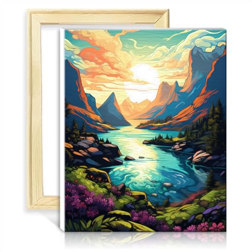 LiHEQING Malen nach Zahlen auf Leinwand, norwegische Fjorde, digitales Ölgemälde zum Selbermachen, kreativer Stil, Kunsthandwerk, ohne Rahmen (40 x 50 cm) von LiHEQING