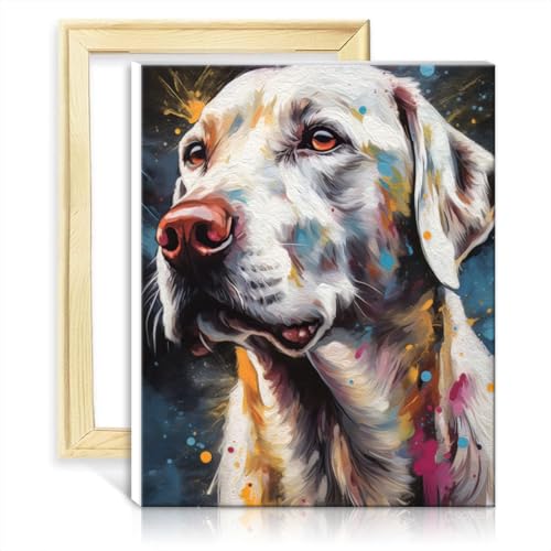 LiHEQING Malen nach Zahlen auf Leinwand, weißer Labrador, Gemälde, Malen nach Zahlen, Erwachsene, Anfänger, Heimdekoration, Gemälde, Geschenk, ohne Rahmen (40 x 50 cm) von LiHEQING
