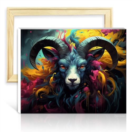 LiHEQING Malset für Wanddekoration, Farbe Widder, Ölgemälde zum Selbermachen, digitales Kunstwerk, Wanddekoration für zu Hause, mit Rahmen (40 x 50 cm) von LiHEQING