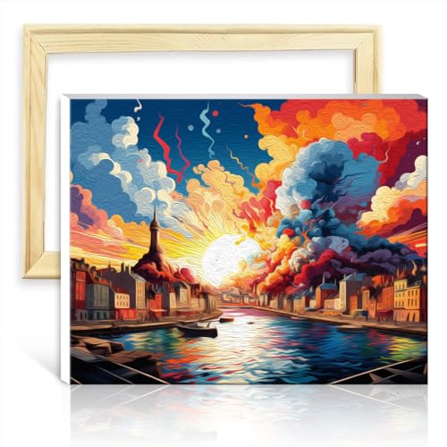 LiHEQING Malset zum Zeichnen auf Leinwand, Dinant, Malen nach Zahlen für Erwachsene, mit Pinseln und Acrylpigmenten, gemalter Stil für die Heimdekoration, ohne Rahmen (40 x 50 cm) von LiHEQING