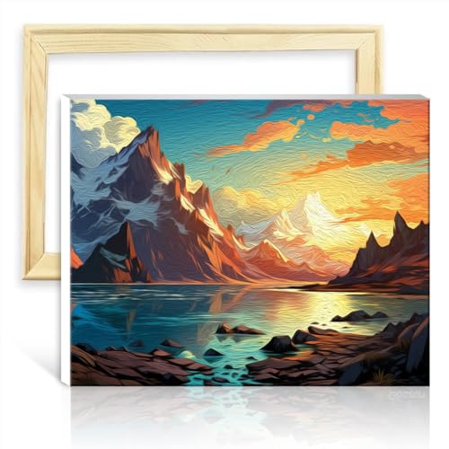 LiHEQING Malset zum Zeichnen auf Leinwand, Farbe: Polarkreis, Wanddekoration für Kinder und Erwachsene – Art-Deco-Bastelarbeiten im Hausstil, ohne Rahmen (40 x 50 cm) von LiHEQING