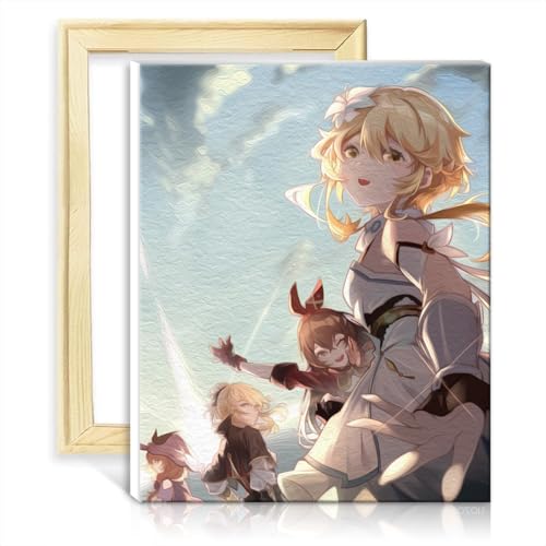 LiHEQING Ölgemälde-Set, Malen nach Zahlen, Genshin Impact Amber, Malen nach Zahlen-Sets für Kinder und Erwachsene, Kunst-Ölgemälde, ohne Rahmen (60 x 75 cm) von LiHEQING