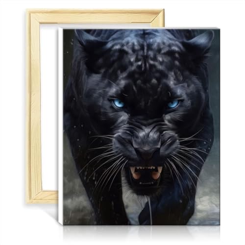 LiHEQING Ölgemälde-Set auf Leinwand, schwarzer Panther, mächtiges Auge, Malen nach Zahlen, für Erwachsene, für Eltern-Kind-Zeit, ohne Rahmen (50 x 65 cm) von LiHEQING