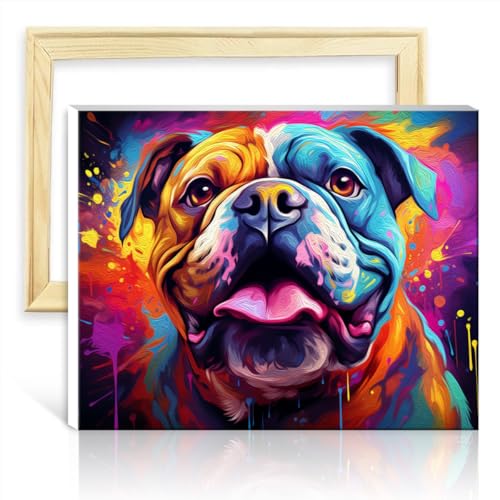 LiHEQING Ölgemälde-nach-Zahlen-Set, Bulldogge, Malen nach Zahlen für Erwachsene, mit 3 Pinseln und Acrylfarben, Zahlengemälde, Wandkunst, ohne Rahmen (30 x 40 cm) von LiHEQING