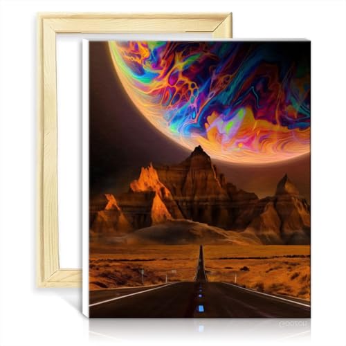 LiHEQING auf Leinwand, leicht zu malendes Kunstwerk, Traumlandschaft, Ölgemälde-Set für Erwachsene und Anfänger, für die Wanddekoration zu Hause, Geschenke mit Rahmen (40 x 50 cm) von LiHEQING