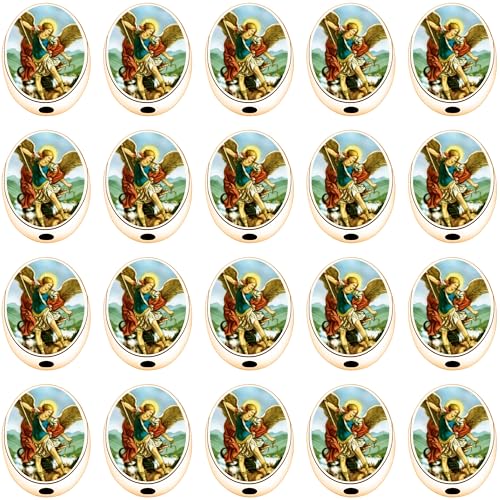 Religiöse ovale Perlen, 10 mm x 8 mm, weiß mit Engel-Design, 1,5 mm Loch, Rosenkranz, Perlen, DIY, Halsketten, Armbänder, Schmuckherstellung, 100 Stück (Gold) von LiHan1028