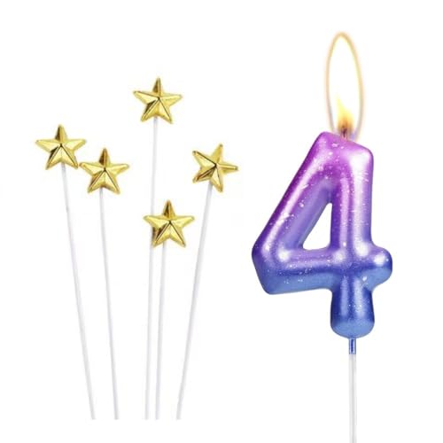 Bunte Zahlenkerzen 4,Geburtstagskerzen Farbverlaufskerzen mit 5 Stück Glitzer Stern Kuchen Topper,Kerzen Kuchen Topper Dekorationen für Jungen Mädchen Geburtstagsfeier Hochzeit Jubiläum Bunte Zahlenkerzen 4,Geburtstagskerzen Farbverlaufskerzen mit 5 Stück Glitzer Stern Kuchen Topper,Kerzen Kuchen Topper Dekorationen für Jungen Mädchen Geburtstagsfeier Hochzeit Jubiläum von LiJuanWang