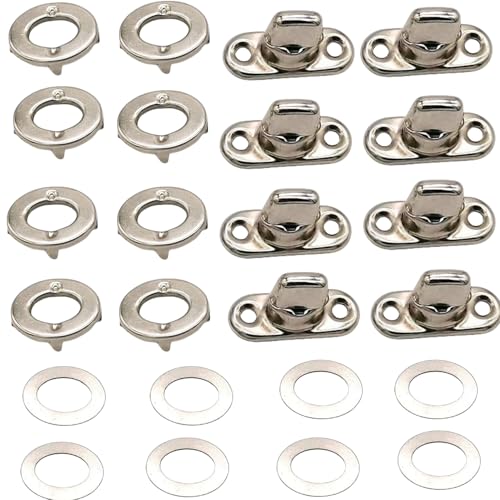 LiJuanWang Drehverschluss, 8 STÜCK für ovale Ösen, Ovalösen Steckschloss für Taschen, Geldbörse, Leder, Handtasche, Tasche, Lederwaren, Zubehör (Silber) von LiJuanWang