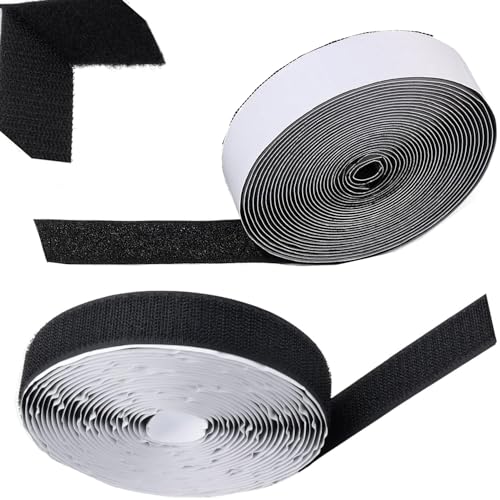 Klettband selbstklebend,5m Klettverschluss Selbstklebend,starkes doppelseitiges Klett,Flauschband und Hakenband,selbstklebendes Klettband (20mm Breit,schwarz) von LiJuanWang