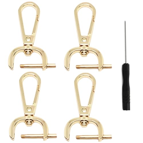 LiJuanWang Drehbare Karabinerhaken,4 Stück karabinerhaken mit drehgelenk,D Ring Karabinerverschlüsse mit kleinen Schraubendrehern Lanyard-Karabinerhaken,für Geldbörse Umhängetasche Lederhandtaschen von LiJuanWang
