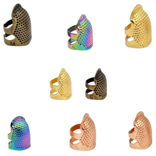 LiJuanWang Fingerhut,8 Stück Fingerhut Nähen Metall,Fingerschutz Nähfingerhut,Einstellbare Nähen Ring,DIY-Nähwerkzeug Metal Sewing Thimble Handarbeitszubehör DIY Sticken Tool(S/M) von LiJuanWang