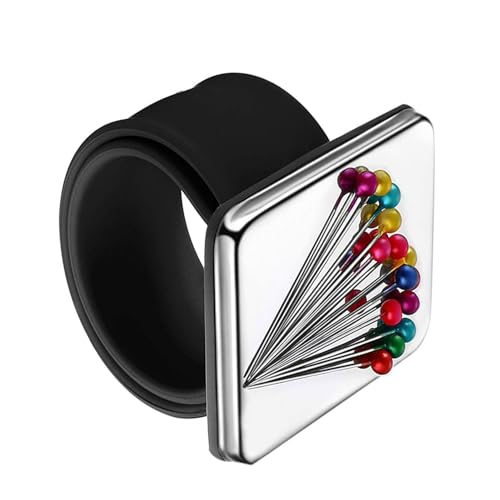 LiJuanWang Magnetisches Silikon-Armband,1PCS Armnadelkissen magnetisch, quadratisches mit Silikon-Armband- Magnetisch Nadelkissen Armband, für DIY-Stickerei-Haarspangen,Schwarz von LiJuanWang