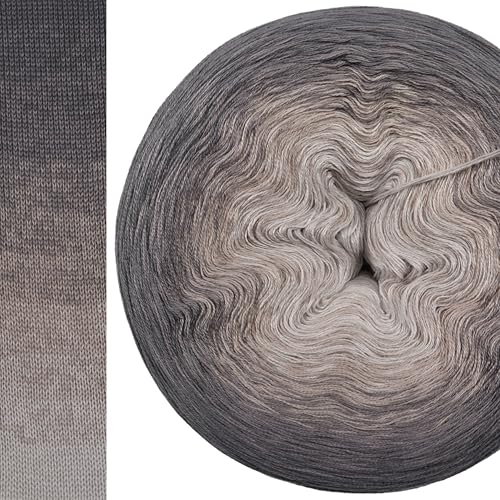 Farbverlaufsgarn Schneekugel 5, 4 oder 3 Fach Bobbel Wolle häkeln stricken strickgarn (Schneekugel - Mittelgrau außen, 4fach - 250g/950m) von LiLu´s Märchengarne