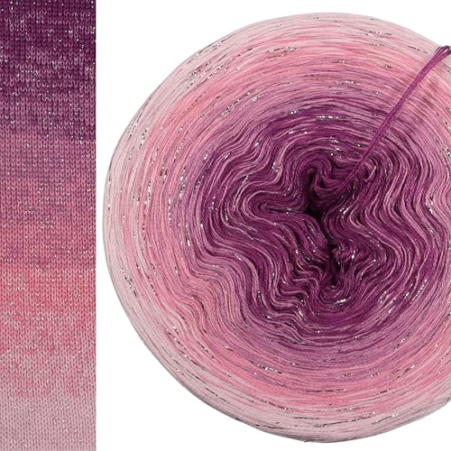 Glitzer Farbverlaufsgarn Sektperle mit Glitzer 5, 4 oder 3 Fach Bobbel Wolle häkeln stricken strickgarn (Sektperle - Baby Rosa außen, 4fach - 250g/950m) von LiLu´s Märchengarne