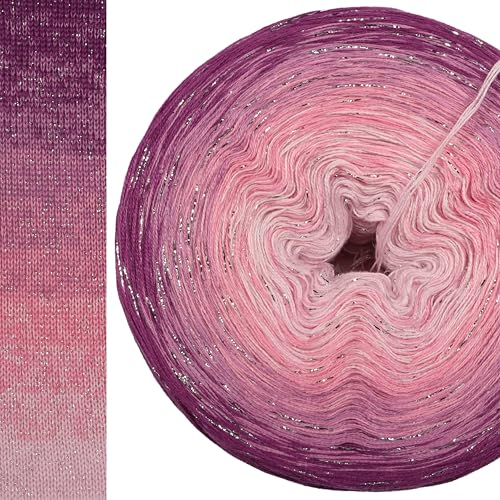 Glitzer Farbverlaufsgarn Sektperle mit Glitzer 5, 4 oder 3 Fach Bobbel Wolle häkeln stricken strickgarn (Sektperle - Oleander außen, 3fach - 400g/2000m) von LiLu´s Märchengarne