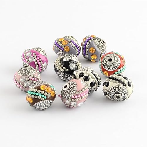 LiQunSweet 10 Stück Antik Silber Vintage Indonesien Polymer Clay Strass Perlen Blumenmuster Blasenperlen für DIY Schmuck Armband Halskette Ohrring Handwerk Schlüsselanhänger Tasche Dekor LiQunSweet 10 Stück Antik Silber Vintage Indonesien Polymer Clay Strass Perlen Blumenmuster Blasenperlen für DIY Schmuck Armband Halskette Ohrring Handwerk Schlüsselanhänger Tasche Dekor von LiQunSweet