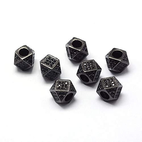 LiQunSweet 10 Stück Gunmetal Farbe Polygon Thema Messing Zirkonia Perlen Geometrische Würfel Großes Loch Lose Abstandshalter Perlen für DIY Schmuck Halskette Armband Herstellung Handwerk von LiQunSweet