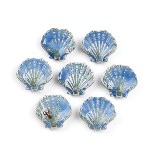 LiQunSweet 10 Stück blaue Meeresmuschel-Thema, Keramik-Porzellan-Perlen, Meerestier-Abstandshalter, Perlen für DIY-Schmuck, Armband, Halskette, Handwerk, Ohrringe, Schlüsselanhänger, Taschendekoration von LiQunSweet