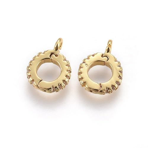 LiQunSweet 10 Stück flache, runde Verschlüsse aus Messing, Zirkonia, hohle Ösen, echte 18 Karat vergoldete Verschlüsse für Halskette, Armband, Schlüsselanhänger, Schmuck, 12,3 x 9,2 mm LiQunSweet 10 Stück flache, runde Verschlüsse aus Messing, Zirkonia, hohle Ösen, echte 18 Karat vergoldete Verschlüsse für Halskette, Armband, Schlüsselanhänger, Schmuck, 12,3 x 9,2 mm von LiQunSweet