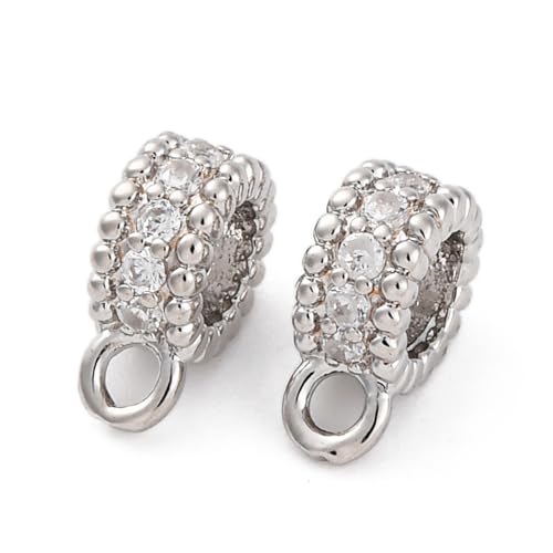 LiQunSweet 10 Stück flache runde Bügel-Thema, Messing, Zirkonia, Metallaufhänger, lose Abstandshalter, Perlen für DIY-Schmuck, Halsketten, Armbänder, Bastelarbeiten von LiQunSweet