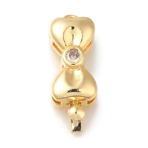 LiQunSweet 10 Stück goldfarbene Schleife, Messing, Mikro-Pavé-Fassung, Zirkonia, Verbindungsstücke, Box, Verschlüsse, Fliege, Make-up, Thema, Verlängerung, Verschlüsse für Schmuck, DIY, Armband LiQunSweet 10 Stück goldfarbene Schleife, Messing, Mikro-Pavé-Fassung, Zirkonia, Verbindungsstücke, Box, Verschlüsse, Fliege, Make-up, Thema, Verlängerung, Verschlüsse für Schmuck, DIY, Armband von LiQunSweet