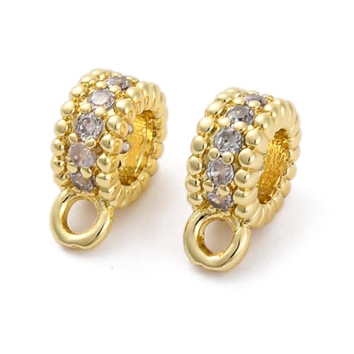 LiQunSweet 10 Stück goldfarbene hohle runde Bügel-Thema, Messing, Zirkonia, Metallaufhänger, echte 14 Karat vergoldete Abstandshalter-Perlen für DIY-Schmuck, Halsketten, Armbänder, Handwerk von LiQunSweet