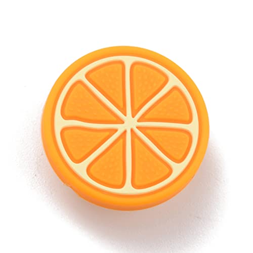 LiQunSweet 10 Stück halbe orange fokale Silikonperlen Imitation Friut Lebensmittel Gummiperlen für DIY Schmuck Armband Schlüsselanhänger Handwerk Zubehör Heimdekoration von LiQunSweet