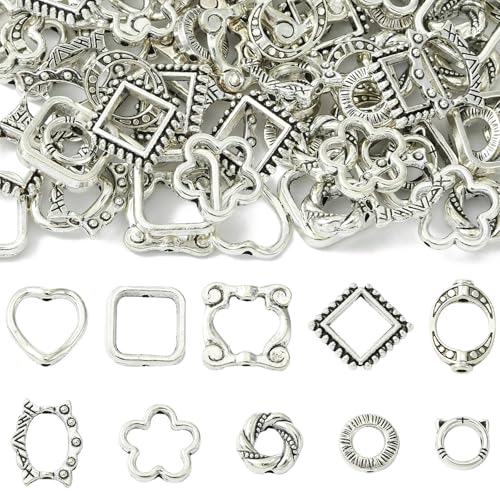 LiQunSweet 100 Stück 10 Stile tibetischer Stil Hohllegierung Perlenrahmen Herz quadratisch rund Blume Katze Donut Perlenrahmen für DIY Schmuck Halskette Armband Ohrringe Herstellung Handwerk LiQunSweet 100 Stück 10 Stile tibetischer Stil Hohllegierung Perlenrahmen Herz quadratisch rund Blume Katze Donut Perlenrahmen für DIY Schmuck Halskette Armband Ohrringe Herstellung Handwerk von LiQunSweet