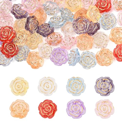 LiQunSweet 100 Stück transparente Rosen-Acrylperlen in verschiedenen Farben, goldfarbene Metallverzierung, Blumenperlen für DIY-Schmuck, Armbänder, Halsketten, Ohrringe, Handwerk, Tasche LiQunSweet 100 Stück transparente Rosen-Acrylperlen in verschiedenen Farben, goldfarbene Metallverzierung, Blumenperlen für DIY-Schmuck, Armbänder, Halsketten, Ohrringe, Handwerk, Tasche von LiQunSweet
