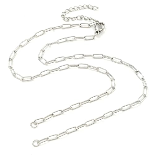 LiQunSweet 15 Stück silberfarbene Büroklammern, unlackiert, 304 Edelstahl, Halsketten mit Karabinerverschlüssen, Endketten für selbstgemachte Halsketten, Schmuck, Basteln, Dekoration von LiQunSweet