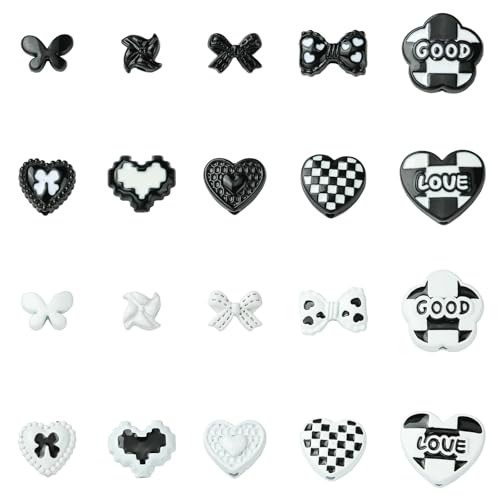 LiQunSweet 20 Stück 20 Stile gemischte Formen Backen lackierte Legierung schwarz und weiß Serie Perlen Herz Schleife Metallperlen für DIY Halsketten, Armbänder, Schlüsselanhänger, Schmuckherstellung LiQunSweet 20 Stück 20 Stile gemischte Formen Backen lackierte Legierung schwarz und weiß Serie Perlen Herz Schleife Metallperlen für DIY Halsketten, Armbänder, Schlüsselanhänger, Schmuckherstellung von LiQunSweet
