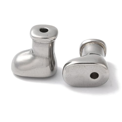 LiQunSweet 20 Stück 304 Edelstahl silberfarbene Schuh-förmige Perlen kreative Abstandshalter Perlen für DIY Schmuck Armband Halskette Handwerk Schlüsselanhänger Telefon Dekor von LiQunSweet