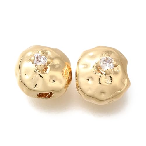 LiQunSweet 20 Stück goldfarbene runde Messingperlen mit kubischem Zirkonia, niedlich, lose Abstandshalter für selbstgemachte Schmuckherstellung, Halsketten, Armbänder, Handwerk von LiQunSweet