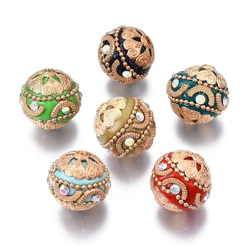 LiQunSweet 20 mm, 5 Stück, gemischte Farben, Boho, Indonesien, Polymer-Ton, Legierung, Vintage-Blumenmuster, Kaugummi-Perlen für DIY-Schmuck, Armbänder, Halsketten, Ohrringe, Handwerk LiQunSweet 20 mm, 5 Stück, gemischte Farben, Boho, Indonesien, Polymer-Ton, Legierung, Vintage-Blumenmuster, Kaugummi-Perlen für DIY-Schmuck, Armbänder, Halsketten, Ohrringe, Handwerk von LiQunSweet