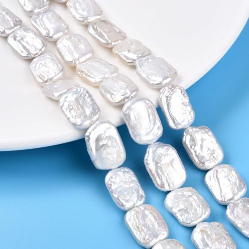 LiQunSweet 22 Stück 16–18 mm rechteckige natürliche Süßwasserperlen, lose Perlen für selbstgemachte Schmuck, Armbänder, Halsketten, Ohrringe, Taschen, Schlüsselanhänger, Handy-Dekoration von LiQunSweet