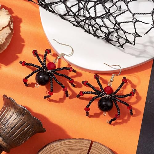 LiQunSweet 3 Paar schwarze Spinnen-Ohrringe, 304 Edelstahl-Haken, Halloween-Thema, Fischhaken, Hängeohrringe für DIY-Schmuck, Ohrringherstellung, Dekoration, Großpackung von LiQunSweet