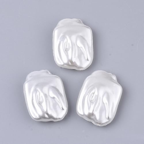 LiQunSweet 300 Stück rechteckige weiße Perlen, 25 x 18 mm, Aryl-Kunstperlen, große Barockperlen für Schmuckherstellung, Armband, DIY Fundstücke von LiQunSweet