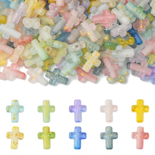 LiQunSweet 3000 Stück transparente Kreuz-Acrylperlen, religiöses Kruzifix, Jesus-Perlen für selbstgemachten Schmuck, Armband, Halskette, Ohrringe, Handwerk, Schlüsselanhänger, Tasche, Heimdekoration von LiQunSweet