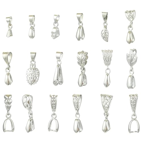 LiQunSweet 36 Stück 18 Stile Eispickel Quetschbügel Messing Verschlüsse Bügel-Clip Charms Verschlüsse für Halskette, Armband, Schlüsselanhänger, Handtasche, Schmuck – 28,5 x 9 mm von LiQunSweet